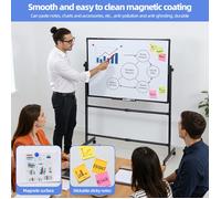 Tableau blanc magnétique mobile sur pied 101 6x71 1 cm double face et hauteur réglable pour bureau t maison