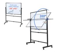 Tableau blanc magnétique mobile sur roulette 100x70cm réglable en hauteur double face style chevalet stucture en acier galvanisé