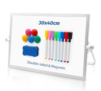 Tableau Blanc Magnétique, Tableau Blanc Magnétique Effaçable à Sec Rotatif 360° - Portable pour Bureau, École, Maison