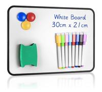 Tableau Blanc Magnetique, Tableaux Blancs Effaçables à Sec, Format A4 Tableaux Blancs Double Face, avec Stylos Effaçables à Sec, Gomme, Aimants pour Bureau Enfants étudiants Dessin, 30x21 cm