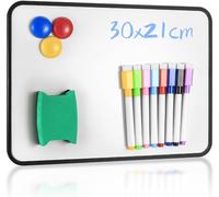 Tableau Blanc Magnetique, Tableaux Blancs Effaçables à Sec, Format A4 Tableaux Blancs Double Face, avec Stylos Effaçables à Sec, Gomme, Aimants pour Bureau Dessin, 30x21 cm