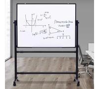Tableau blanc mobile double face avec roulettes, tableau magnétique réversible effaçable à sec pour bureau, salle de classe et utilisation à la maison