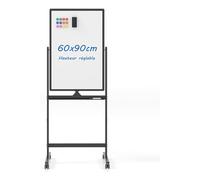 Giantex Tableau Blanc Mobile Magnétique Double Face, 4 Roulettes, pour École,Bureau (Noir) Noir