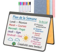 Tableau blanc petit tableau noir pliable, effaçable et portable | Tableau magnétique | 2 x A5 + 11 marqueurs + chiffon - Carnet pour enfant | Bureau | Étudier | Orange