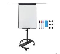 Tableau blanc Relaxdays, magnétique, réglable en hauteur, roulettes, support marqueurs, aluminium, 100 x 70 cm, noir