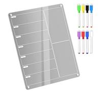 Tableau blanc réutilisable avec marqueurs effaçables à sec colorés pour la planification de la cuisine et la gestion des horaires quotidiens, planificateur magnétique pour réfrigérateur