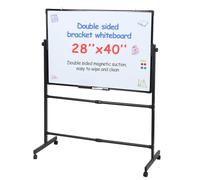 Tableau blanc roulant double face 40 x 28 pouces, chevalet mobile avec réglage de la hauteur, tableau magnétique effaçable à sec pour bureau, salle de ssemblage facile Noir 70x100 cm