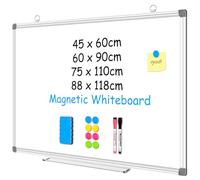 Tableau Blanc Tableau Magnétique 4 THOUGHT Home Tableau Effaçable Aimanté avec un Cadre en Aluminium 2 Stylo-feutres et 8 Aimants Parfait pour la Maison le Bureau et L'école (90 * 120)