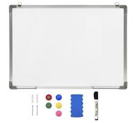 Tableau blanc - vidaXL - 90x60 cm - Magnétique - Effaçable à sec - Acier laqué