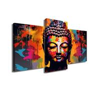 Tableau Bouddha Xxl - Décoration Murale Chambre Zen - Impression Sur Toile Trois Parties - Décoration Murale Spirituelle - Triptyque Tableau Abstrait - Art Contemporain Mural (60x40cm +2x 40x30cm)