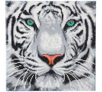 CRYSTAL ART - Kit Tableau Broderie Diamant sur Chassis Toilé - Activité Manuelle de Peinture - Loisirs Créatifs - Adulte et Enfant - Thème : Tigre des Neiges - Format : 30 x 30 cm
