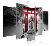 Tableau - Buddha Smile (5 Parts) Wide Red - 100x50 (1743)