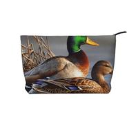 Tableau Canard sur l'eau,Trousse de Toilette en Velours côtelé, Trousse de Maquillage Portable pour Les Voyages