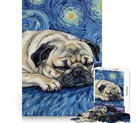 Tableau Carlin endormi sous Un Ciel étoilé pour Adultes, Puzzle de 1000 pièces, défi cérébral, Jeu Anti-Stress, décoration Murale Transparente (50x75cm)