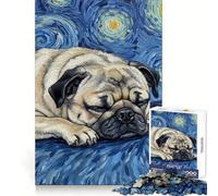 Tableau Carlin endormi sous Un Ciel étoilé Puzzle de 1000 pièces pour Adultes Jeu de réflexion Stimulant Amusant à Partager Qualité supérieure Cadeau Exquis (38x52cm)