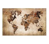 Tableau carte du monde couleur bois - 80x50 cm