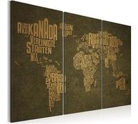 Tableau Carte du monde en allemand: continents beiges triptyque-Taille L 120 x H 80 cm Imprimé G