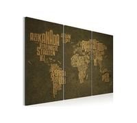Tableau Carte du monde en allemand: continents beiges triptyque-Taille L 60 x H 40 cm Imprimé