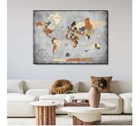 Tableau carte du monde en bois 3D multicolore