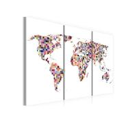 Tableau - Carte du Monde en pixels - triptyque - 90x60 Artgeist (6181)
