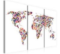 Tableau Carte du Monde en pixels triptyque-Taille L 120 x H 80 cm Imprimé G