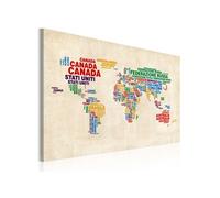 Tableau Non renseigné Tableau Carte du monde italienne en couleurs vives-Taille L 90 x H 60 cm