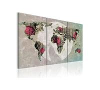 Tableau Carte du Monde: Pleine lune triptyque-Taille L 120 x H 80 cm