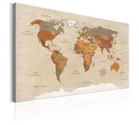 Tableau Cartes du monde World Map: Beige Chic 90x60 cm - Tableau deco