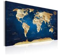 Tableau Cartes du monde World Map: The Dark Blue Depths 120x80 cm - Tableau deco
