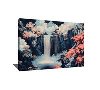 Tableau Cascade D'eau - Décoration Murale Forêt - Impression Sur Toile Paysage Nature - Tableau Zen Salle De Bain - Toile Moderne Design Salon - Décoration Murale Contemporaine (60x40cm)