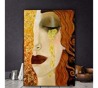 Tableau Chambre Célèbre Peinture de Gustav Klimt Golden Tears Peinture Abstrat Décor sur Toile Décoration de La Maison 8x12in (20x30cm) cadre