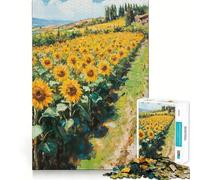 Tableau Champ de Tournesols Puzzle 1000 Pièces Cadeau Adulte Exercice Cérébral Jeu de Détente Assemblage Artistique Cadeau Souvenir 38x26cm