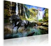 Tableau Cheval sur fond de cascade bleue-Taille L 60 x H 40 cm Imprimé G