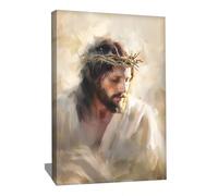 Tableau Chrétien Decoration Murale - Toile Croix Jesus - Decoration Murale Religieuse - Deco Doré Mural - Decoration Eglise Bapteme - Toile Murale Spirituelle - Idee De Deco Chambre (40x30cm)