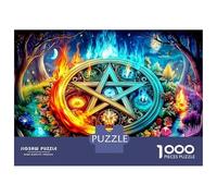 Tableau Cinq Étoiles Huit Trigrammes Puzzle 1000 Pièces Set Symbole Pentacle Flamboyant pour Adultes Très Difficile Carton Premium Relaxation Mentale Cadeau d'Entrée dans la Maison 38x26cm