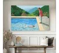 Tableau classique sur toile, reproduction sur toile de David Hockney représentant une piscine, affiche d'art paysager moderne pour la décoration murale de la salle de bain (70 x 110 cm / sans cadre)
