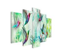 Tableau Colourful Hummingbirds (5 Parts) Wide Green-Taille L 100 x H 50 cm