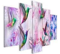 Tableau Colourful Hummingbirds (5 Parts) Wide Violet-Taille L 100 x H 50 cm Imprimé G
