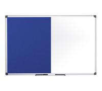 Tableau combiné Bi-Office mur blanc / feutre 1.200 x 900 mm bleu / blanc
