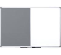 Tableau combiné Bi-Office mur blanc / feutre 1.200 x 900 mm gris / blanc