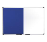 Tableau combiné Bi-Office mur blanc / feutre 900 x 600 mm bleu / blanc