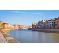 Tableau composite en aluminium 120 x 70 cm : Pisa City, Arno River, Ponte di Mezzo Bridge Lungarno View Toscane, Italie, Europe Photo longue exposition (236301656)
