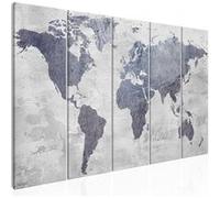 Tableau Non renseigné Tableau Concrete World Map (5 Parts) Narrow-Taille L 200 x H 80 cm