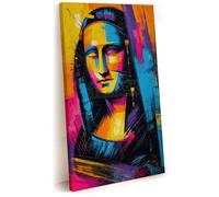 Tableau Contemporain de la Joconde - Impression Artistique sur Toile - Mona Lisa Inspirée style Acrylique - Idée Déco Murale (60x90 cm / 24x36 in)