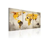 Tableau Continents jaunes-Taille L 60 x H 30 cm