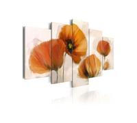 Tableau Coquelicots artistiques 5 parties-Taille L 100 x H 50 cm