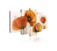 Tableau Coquelicots artistiques 5 parties-Taille L 200 x H 100 cm