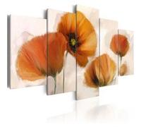 Tableau Coquelicots artistiques 5 parties-Taille L 200 x H 100 cm Imprimé G