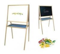 Tableau Creatif En Bois 2 Faces Avec Plateau + Craies + Feutres + Lettres Magnetiques - 56x105cm - Jeujura - Educatif Enfant
