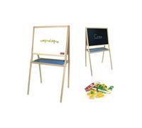 Tableau Creatif En Bois 2 Faces Avec Plateau + Craies + Feutres + Lettres Magnetiques - 56x105cm - Jeujura - Educatif Enfant